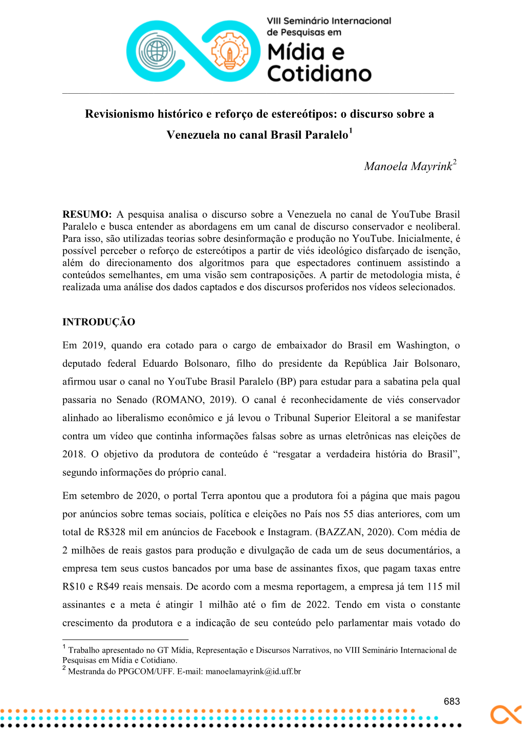 O Discurso Sobre a Venezuela No Canal Brasil Paralelo1 Manoela