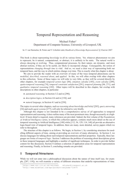 Temporal Representation and Reasoning