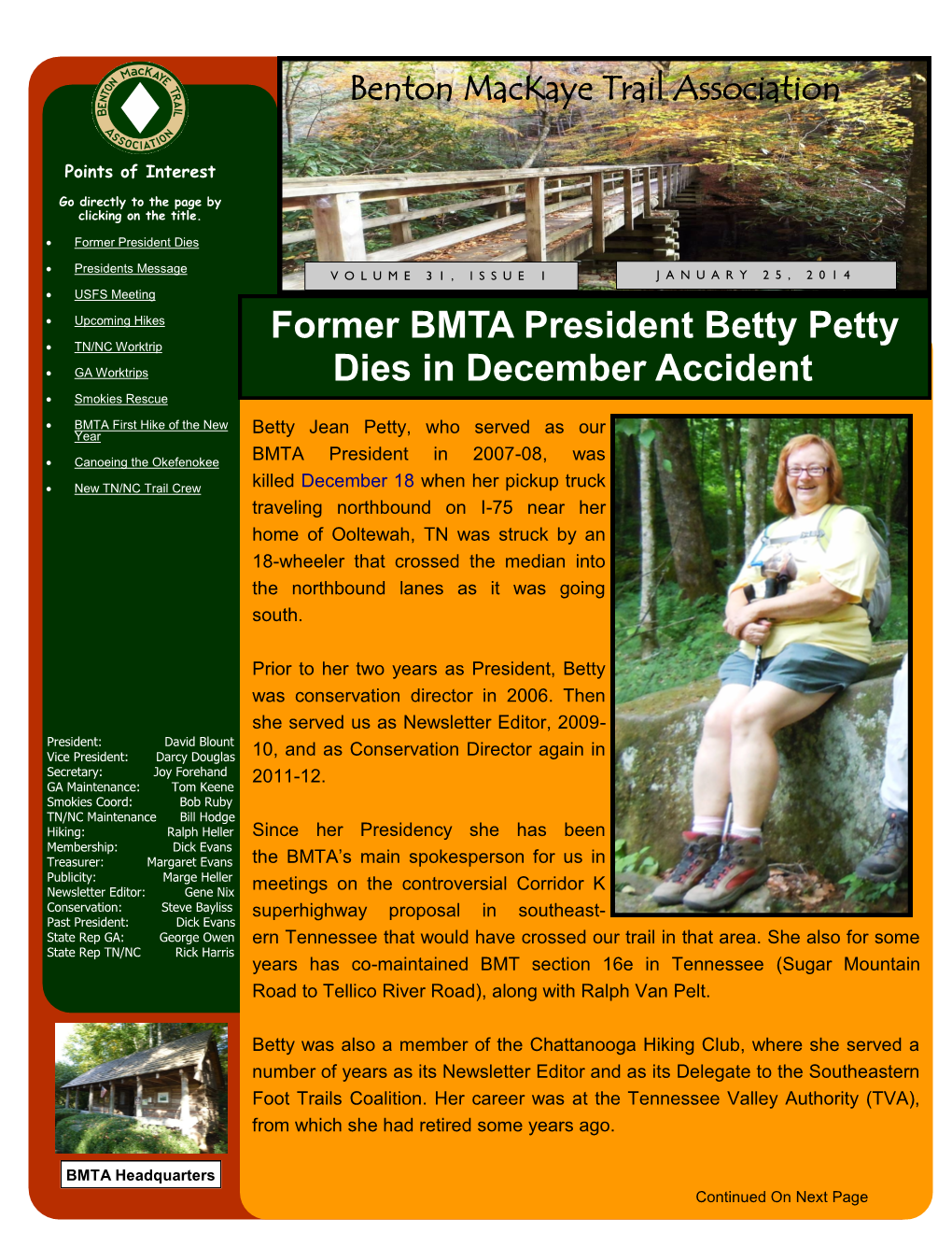 Former BMTA President Betty Petty Dies in December Accident