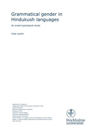 Grammatical Gender in Hindukush Languages