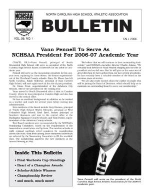 Vann Pennell to Serve As NCHSAA President for 2006-07 Academic Year