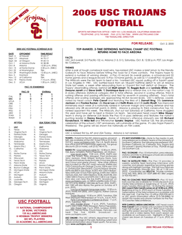 2005 USC Trojans Football Combined Team Statistics (As of Oct