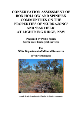Lightning Ridge Conservation Assessment Sept 06
