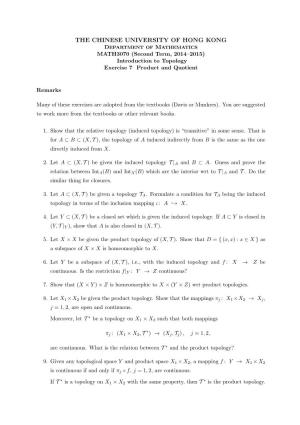 Exercises About Subspace, Product, Quotient