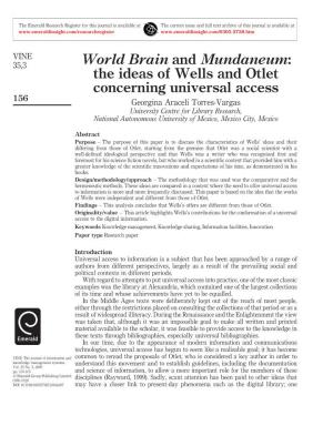 World Brain and Mundaneum: the Ideas of Wells and Otlet Concerning