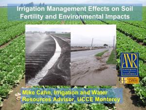 Irrigation Management Effects on Soil Fertility and Environmental Impacts