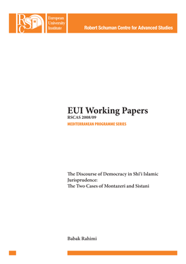 EUI Working Papers RSCAS 2008/09 MEDITERRANEAN PROGRAMME SERIES