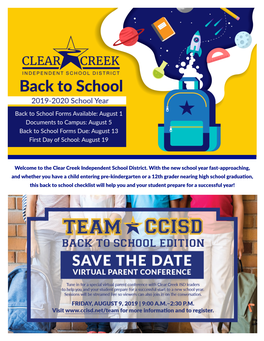 The Clear Creek Independent School District. with the New School Year