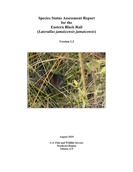 Species Status Assessment Report for the Eastern Black Rail (Laterallus Jamaicensis Jamaicensis)