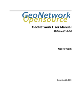 Geonetwork User Manual (PDF)