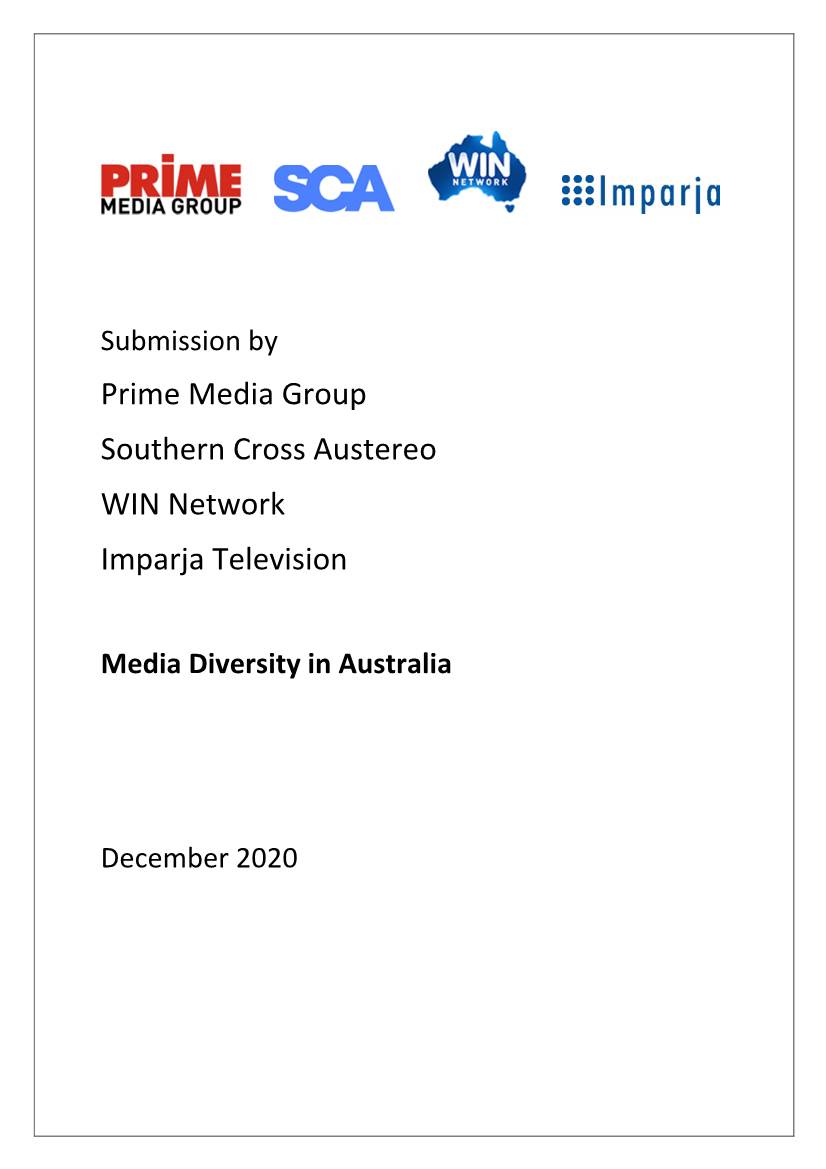 Prime Media Group Southern Cross Austereo WIN Network Imparja Television