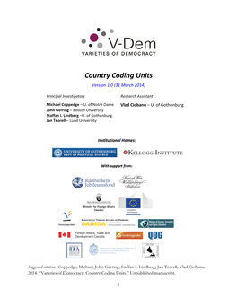 Country Coding Units Version 1.0 (31 March 2014)