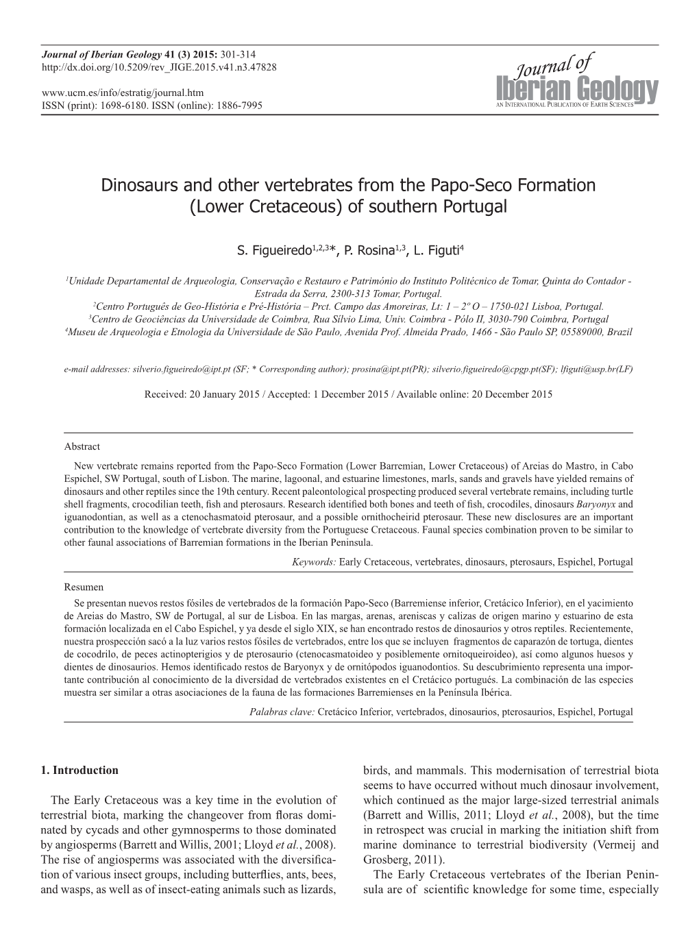 Dinosaurs and Other Vertebrates from the Papo-Seco Formation (Lower Cretaceous) of Southern Portugal