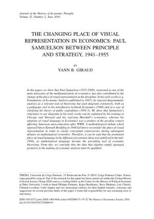 The Changing Place of Visual Representation in Economics: Paul Samuelson Between Principle and Strategy, 1941–1955