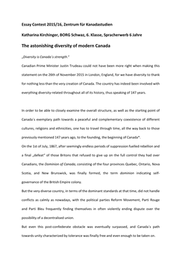 The Astonishing Diversity of Modern Canada Katharina