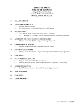 Council Agenda 2011-06-13