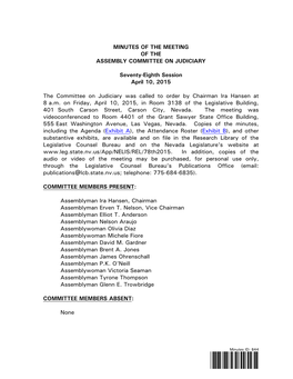 Assembly Committee on Judiciary-April 10, 2015