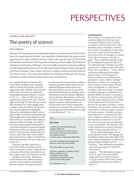 The Poetry of Science Written by Biologists Is Not Necessarily Accessible to Scientists That Work in Other Disciplines Such As Chemistry Or Physics