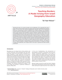 Teaching Borders: a Model Arising from Israeli Geography Education”