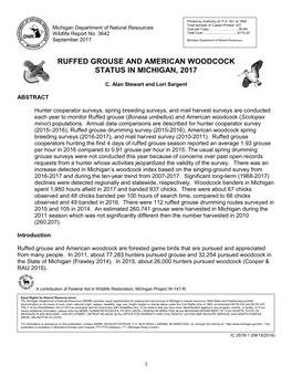 Ruffed Grouse and American Woodcock Status in Michigan, 2017