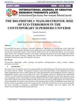 Rise of Eco-Terrorism in the Contemporary Superhero Universe