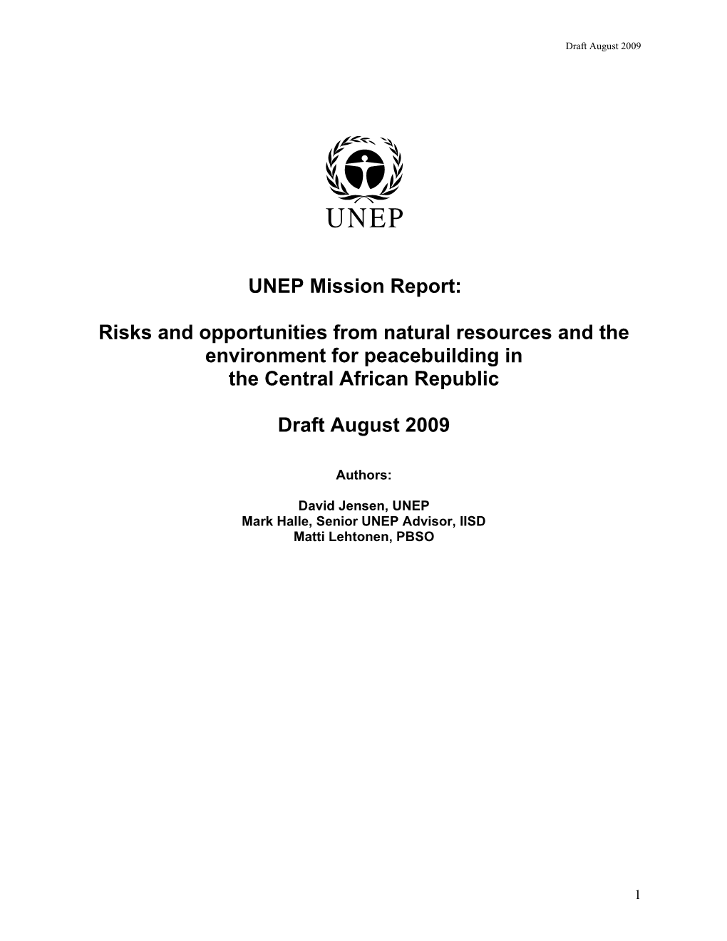 Risks and Opportunities from Natural Resources and the Environment for Peacebuilding in the Central African Republic