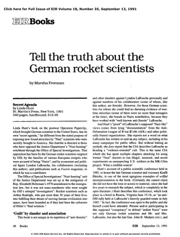 Tell the Truth About the German Rocket Scientists