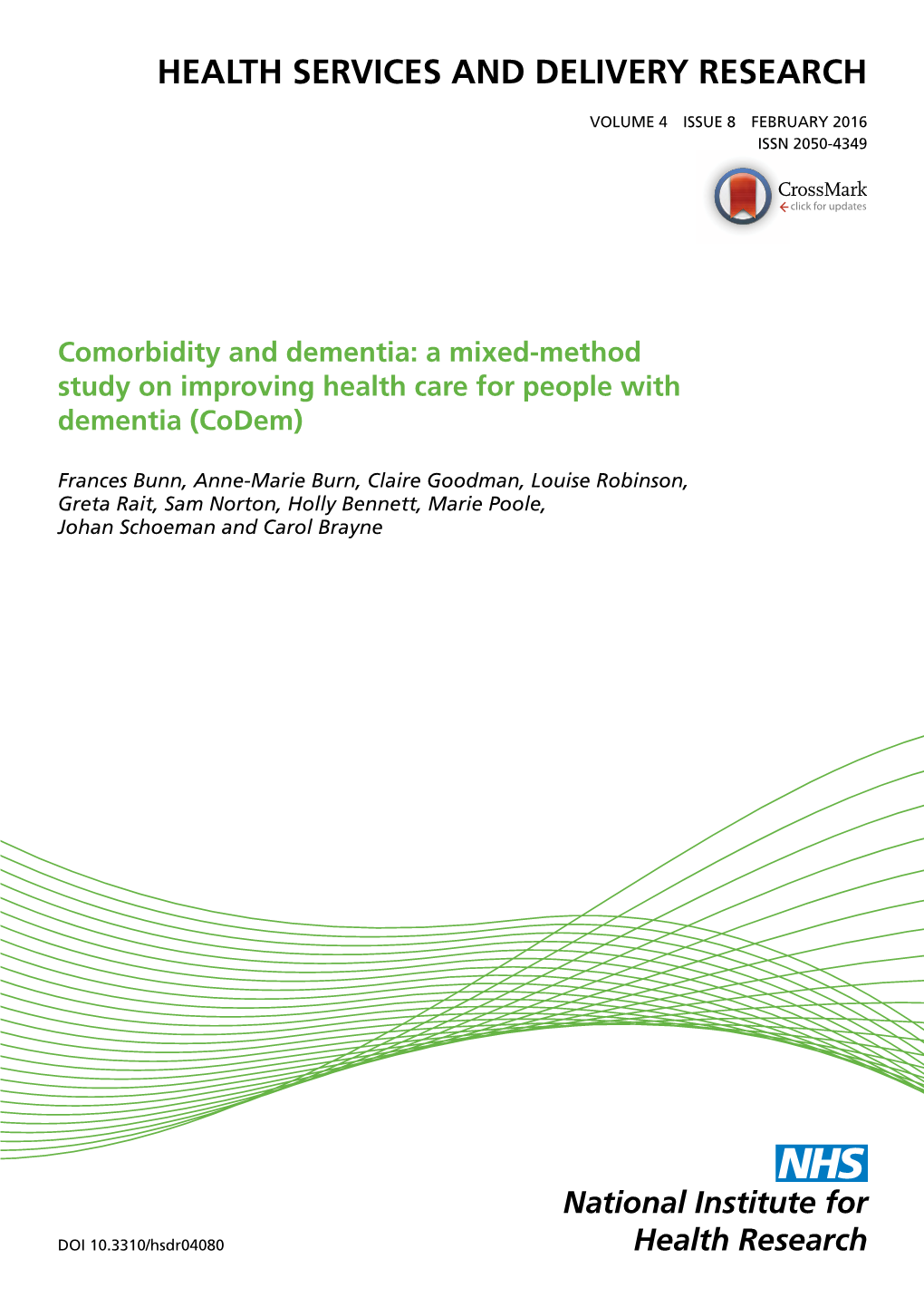 Comorbidity and Dementia: a Mixed-Method Study on Improving Health Care for People with Dementia (Codem)