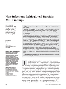Non-Infectious Ischiogluteal Bursitis: MRI Findings