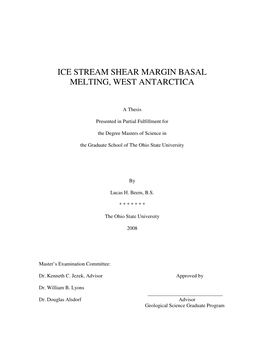 Ice Stream Shear Margin Basal Melting, West Antarctica