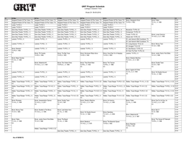 GRIT Program Schedule Listings in Eastern Time