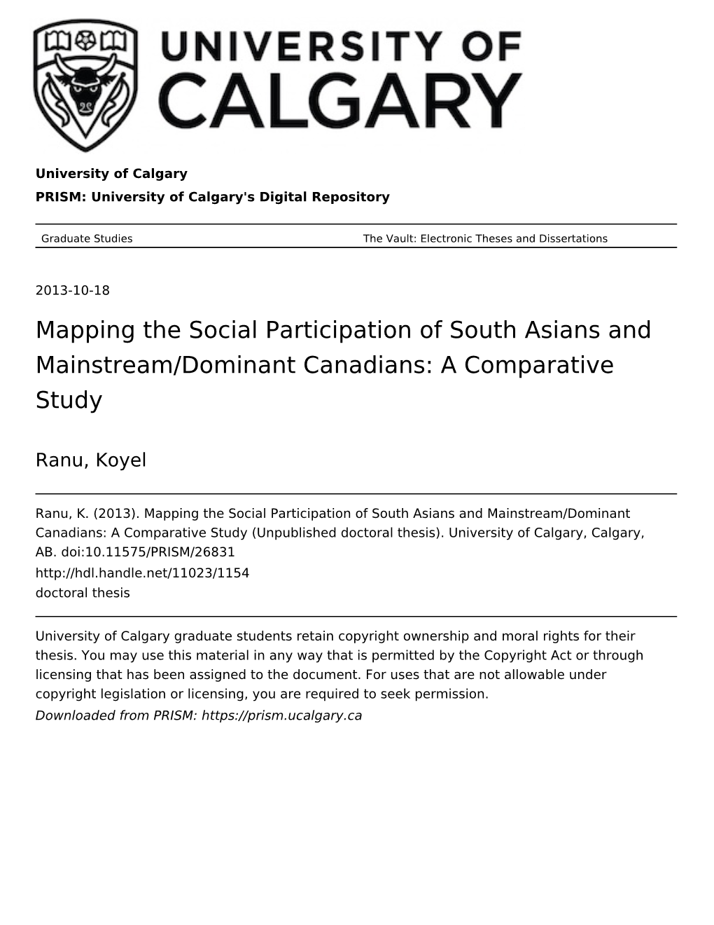 Mapping the Social Participation of South Asians and Mainstream/Dominant Canadians: a Comparative Study