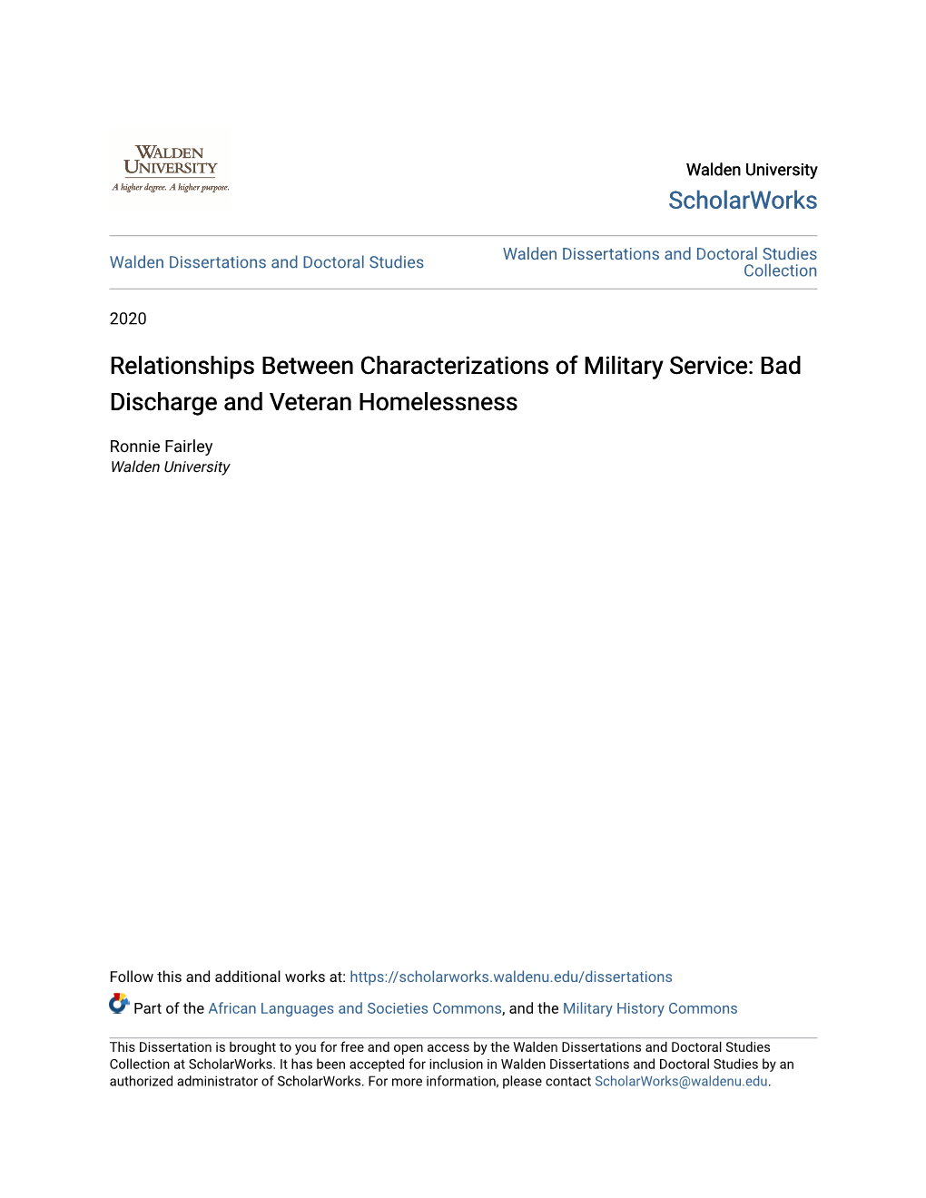 Bad Discharge and Veteran Homelessness