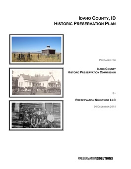 Idaho County, Id Historic Preservation Plan