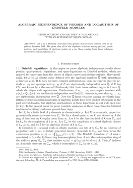 Algebraic Independence of Periods and Logarithms of Drinfeld Modules