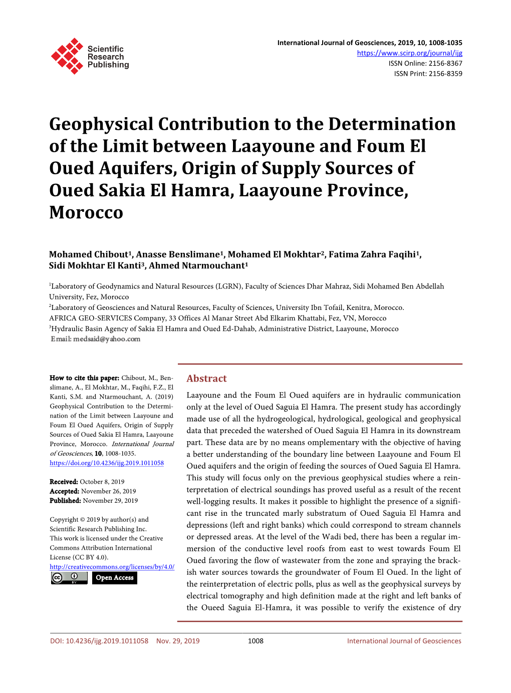 Geophysical Contribution to the Determination of the Limit Between