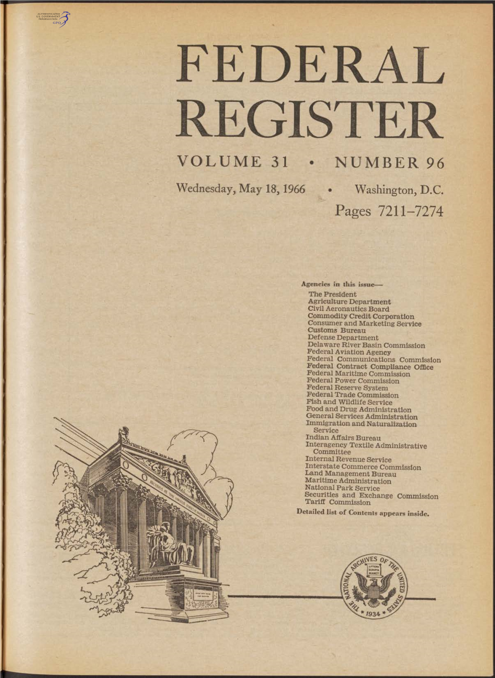 Federal Register Volume 31 • Number 96