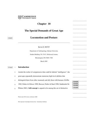Chapter 10 the Special Demands of Great Ape Locomotion And