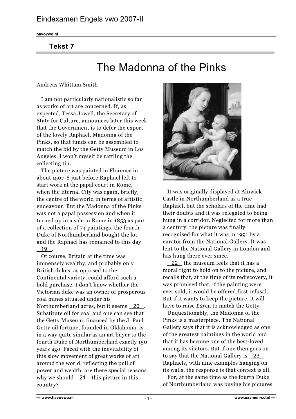 The Madonna of the Pinks