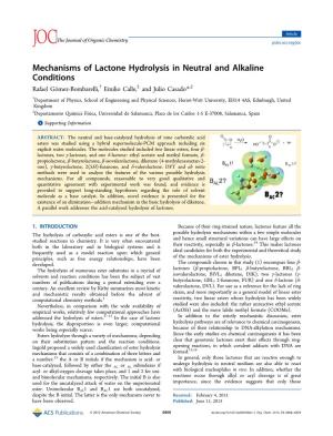 Mechanisms of Lactone Hydrolysis in Neutral and Alkaline Conditions Rafael Gomez-Bombarelli,́ † Emilio Calle,‡ and Julio Casado*,‡