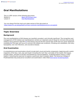 Oral Manifestations