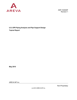 US EPR Piping Analysis and Pipe Support Design Topical Report