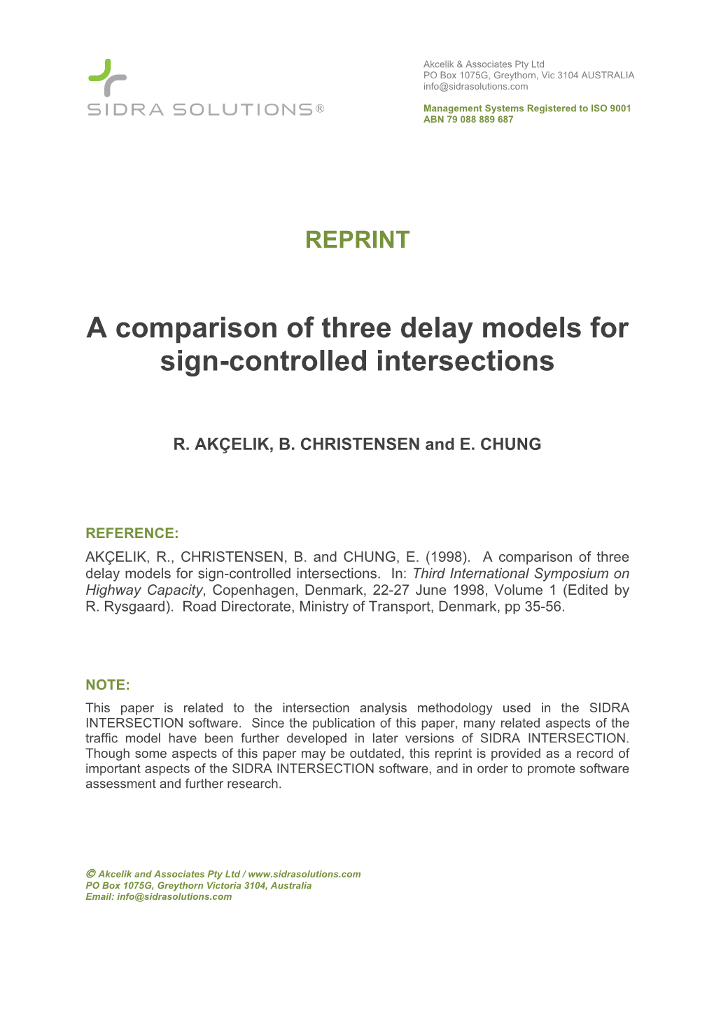 Downloada Comparison of Three Delay Models
