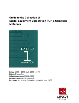 Guide to the Collection of Digital Equipment Corporation PDP-1 Computer Materials