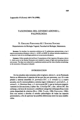 Taxonomía Del Género Adonis L: Palinología