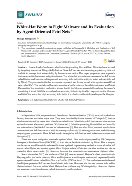 White-Hat Worm to Fight Malware and Its Evaluation by Agent-Oriented Petri Nets †