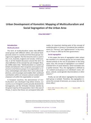 Urban Development of Komotini: Mapping of Multiculturalism and Social Segregation of the Urban Area