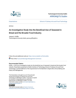 An Investigative Study Into the Beneficial Use of Seaweed in Bread and the Broader Food Industry