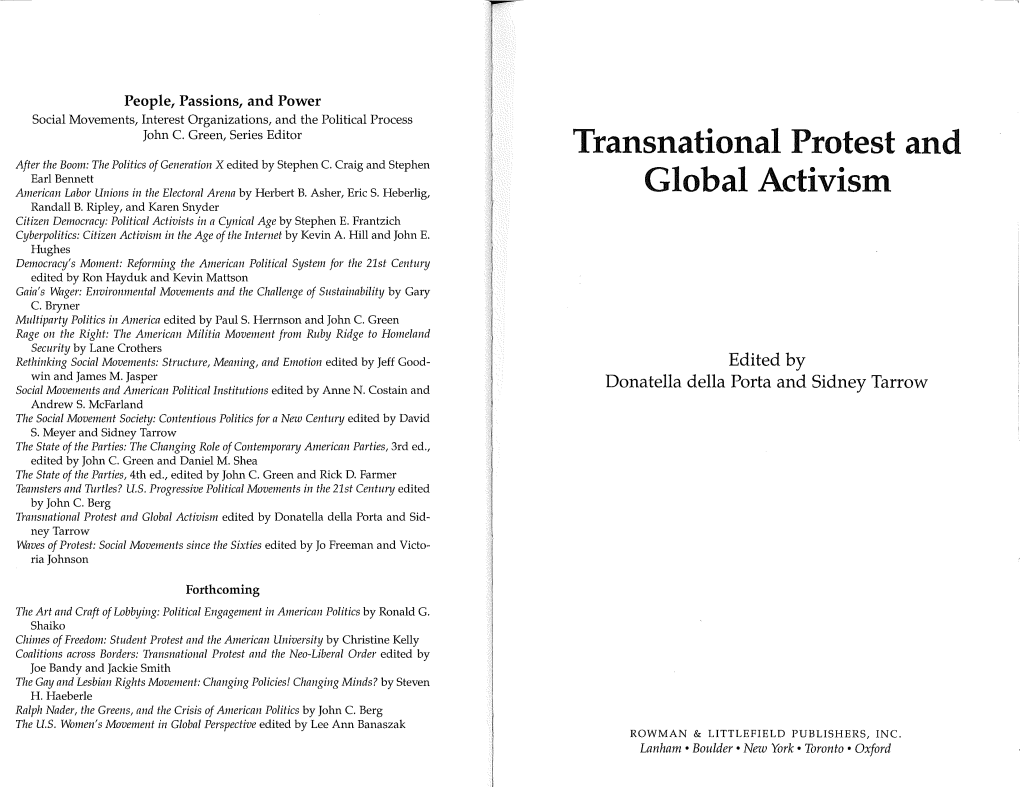 Transnational Protest and Global Activism