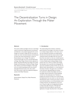The Decentralization Turns in Design: an Exploration Through the Maker Movement